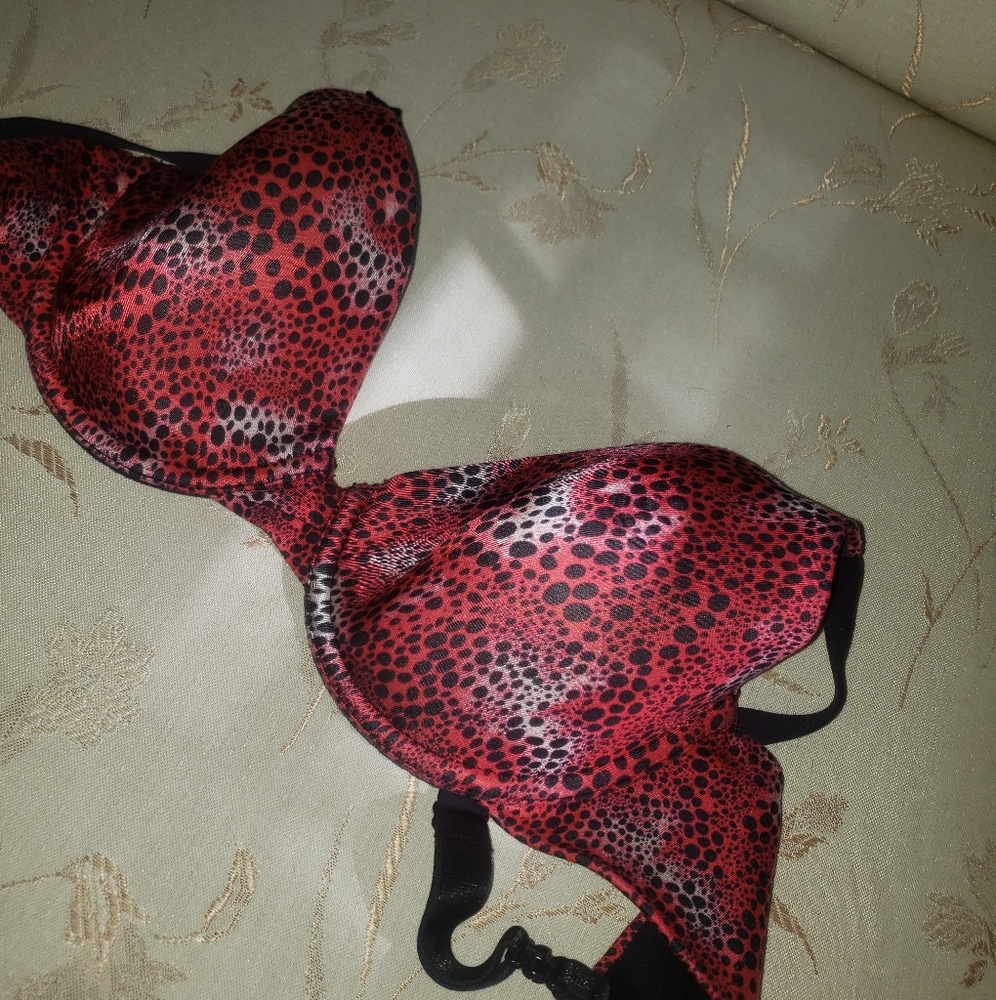 Black spotted red bra!